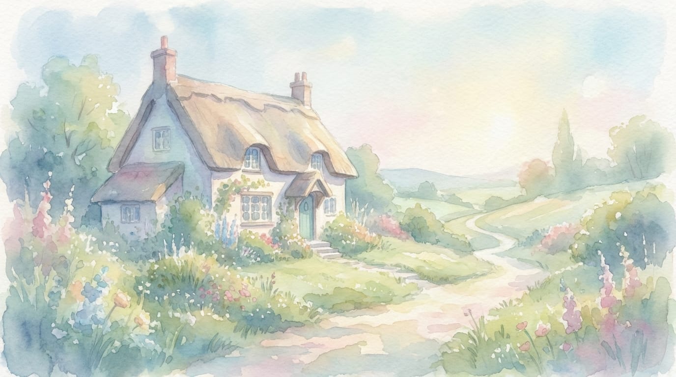 A rough sketch turned into a watercolor style illustration, soft pastel colors, dreamy atmosphere, high detail --v 7