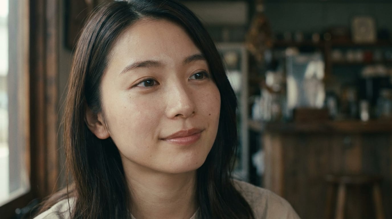 Cinematic portrait video of a young Japanese woman with natural makeup, soft natural lighting, realistic skin texture, shallow depth of field, 4k, photorealistic