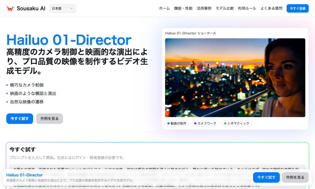 Hailuo 01-Director 落地页截图