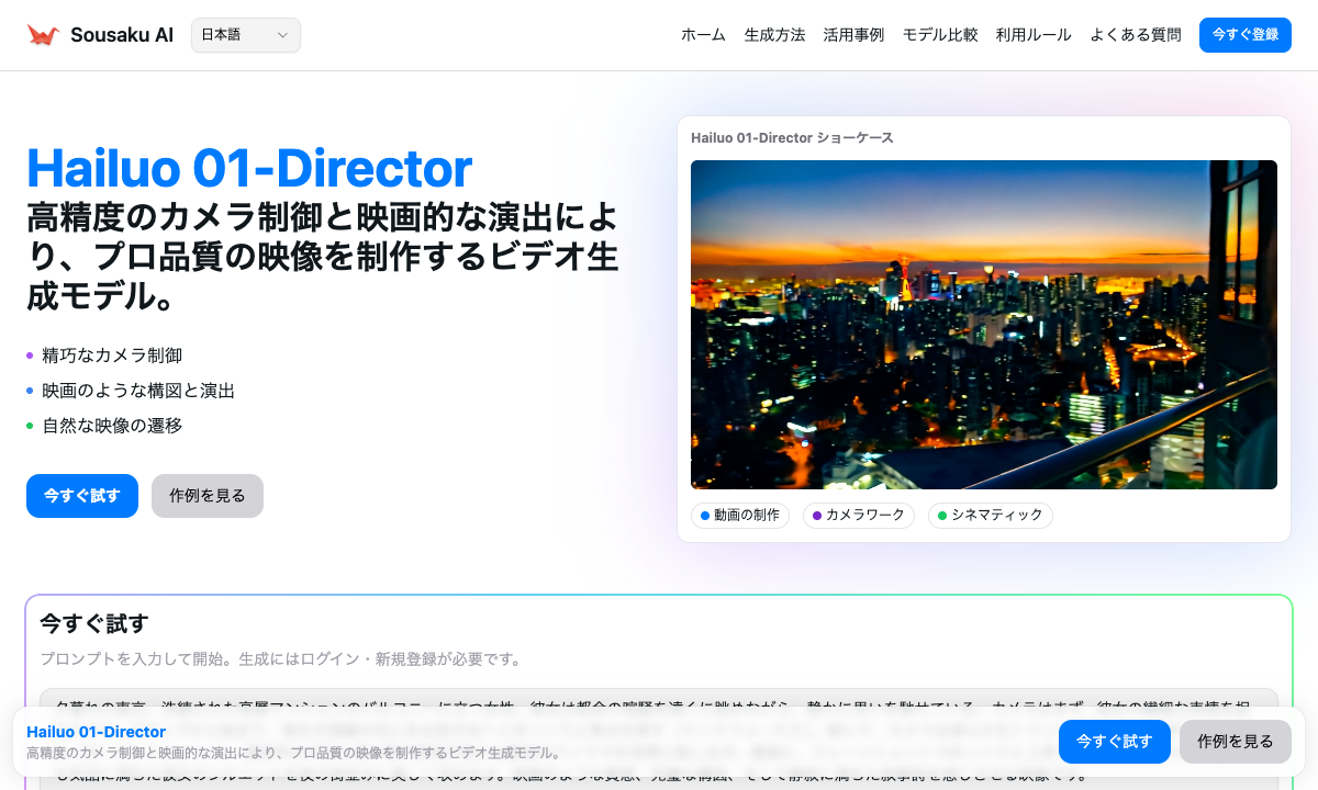 Hailuo 01-Director 落地页截图