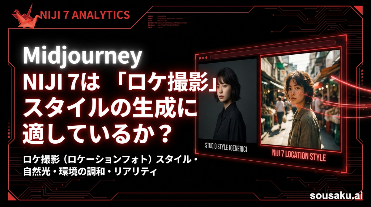 Midjourney NIJI 7は「ロケ撮影」スタイルの生成に適しているか？